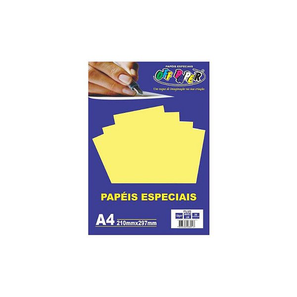 Papel A4 120g 20f Plus Amarelo Lumi - Off Paper