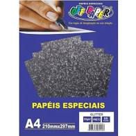 Papel A4 180g 5f Glitter Preto - Off Paper