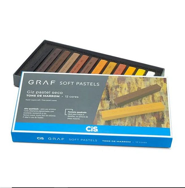 Estojo C/12 Giz Graf Pastels Seco Tons Marrom -cis