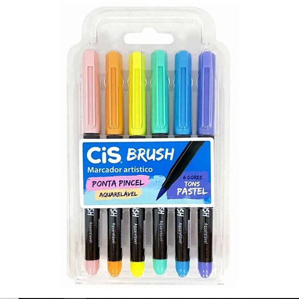 Estojo C/6 Marcador Brush Tons Pastel - Cis