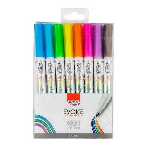 Estojo C/8 Marcador Evoke Out Line - Brw