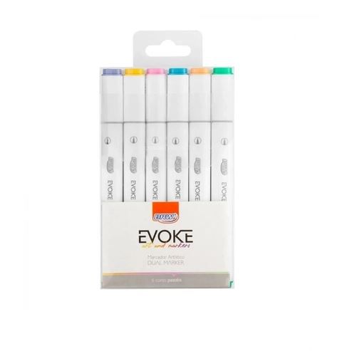 Estojo C/6 Marcador Evoke Dual Cores Pastel - Brw