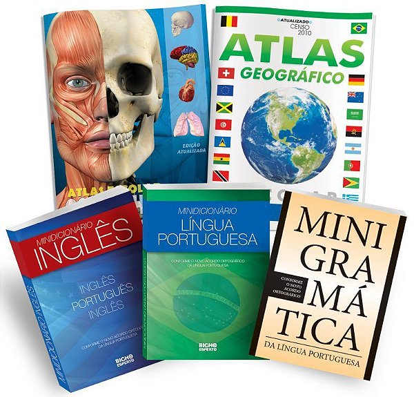 Kit Escolar Atlas + Dicionario + Gramatica - Bicho