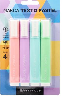 Blister Marca Texto 4 Cores Pastel - Bee