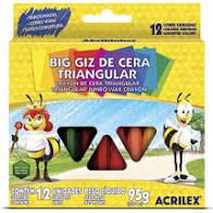 Giz De Cera Triangular Big C/12 Cores - Acrilex