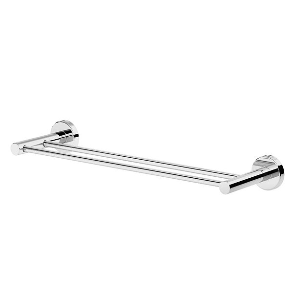 Porta Toalhas Duplo Para Banheiro 45cm Prata Polido Athenas 1031045AT