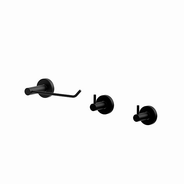 Kit De Acessórios Para Banheiro Black Satin Athenas 2020AT