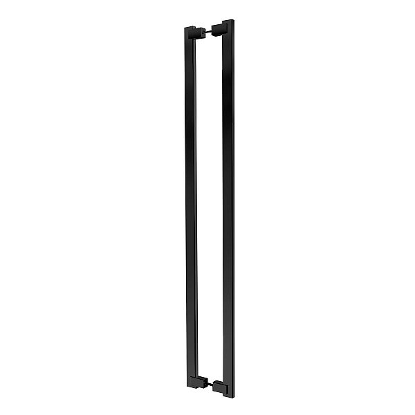 Puxador Duplo Para Porta em Inox 60cm Preto Fosco Modelo Chronos Portas de Madeira e Vidro Grego Metal