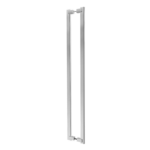 Puxador Duplo Para Porta em Inox 40cm Escovado Modelo Chronos Portas de Madeira e Vidro Grego Metal