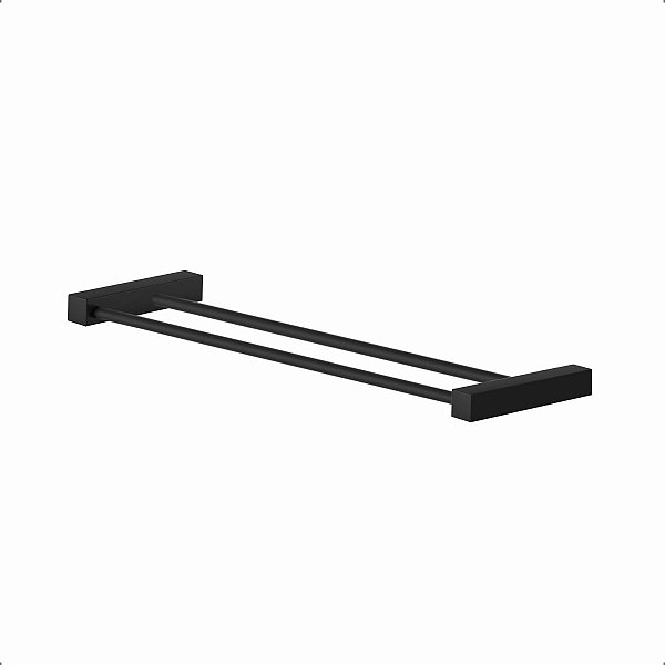 Porta Toalhas Duplo Preto Para Banheiro 40cm Troia 1031040TR
