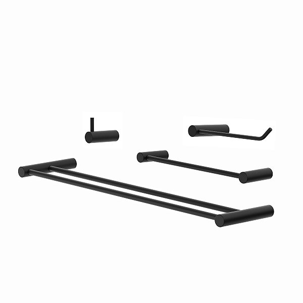 Kit De Acessórios Duplo Para Banheiro Preto Orion 2060OR