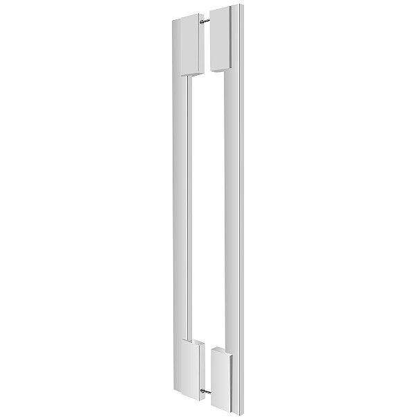 Puxador Duplo Aço Inox Escovado 80cm Modelo Zeus Para Portas de Vidro e madeira Grego Metal