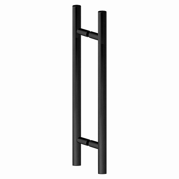 Puxador Para Portas Duplo Modelo Egeu Aço Inox Preto Acetinado 3000EG