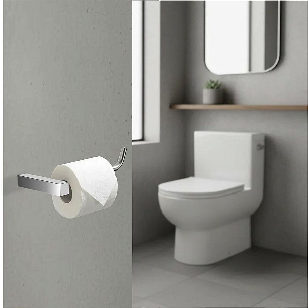 Porta Papel Higiênico Quadrado Troia Suporte Parede Para Banheiro Grego Metal