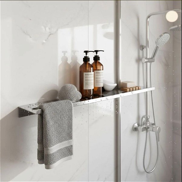 Prateleira Tripla Porta shampoo Em Aço Inoxidável Com Toalheiro Para Banheiro Grego Metal