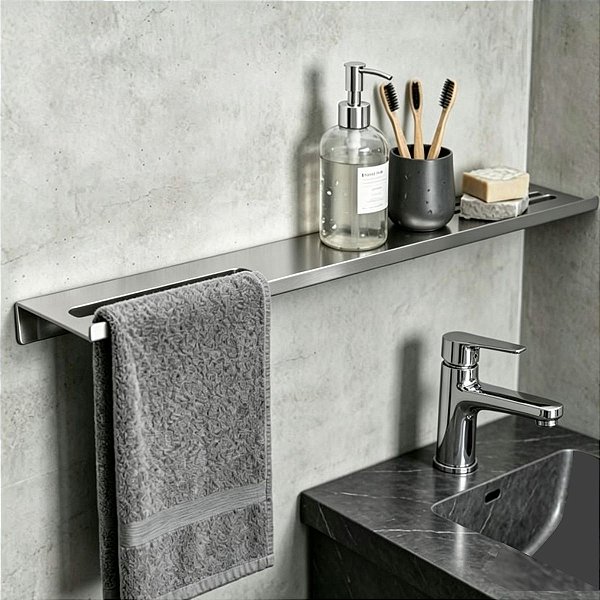 Porta Shampoo Triplo Prateleira Grega Aço Inox 70cm Suporte Parede Para Banheiro Grego Metal