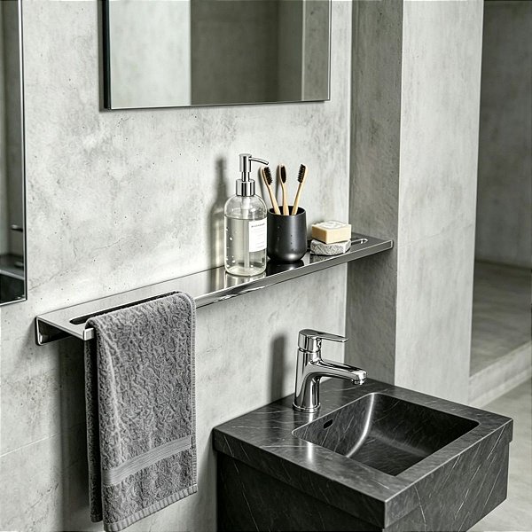 Porta Shampoo Triplo Prateleira Grega Em Aço Inox 70cm Utilidades Para Casa Acessório Grego Metal