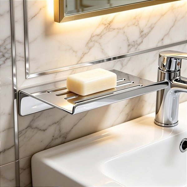 Saboneteira Grega Em Aço Inox Suporte Para Banheiro, Pia, Box e Lavabo Acessório Grego Metal