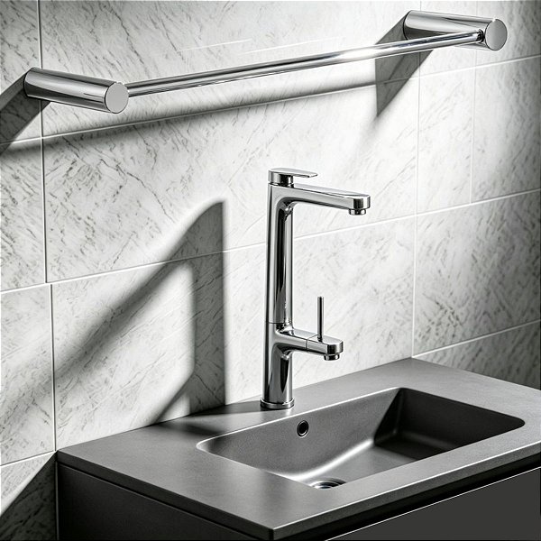 Porta Toalha De Lavabo Redondo Orion 42cm Toalheiro Para Banheiro, Pia E Box Acessório Grego Metal