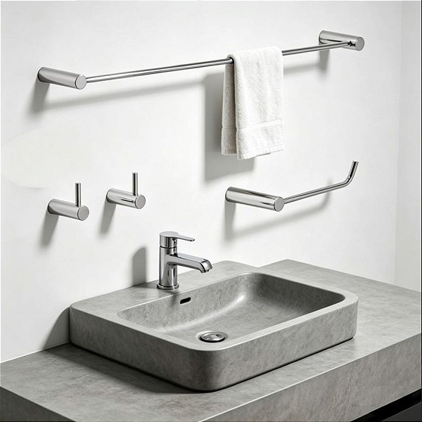 Kit De Acessórios 4 Peças Orion Para Banheiro Orion Utilidades De Casa Grego Metal
