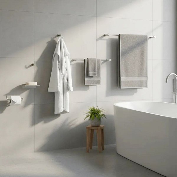 Kit De Acessórios Para Banheiro E Lavabo Orion 5 Peças Grego Metal