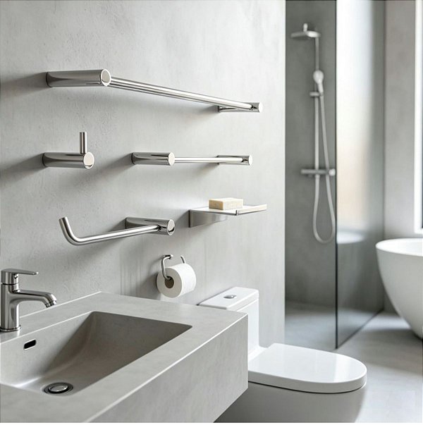 Kit De Acessórios Orion Para Banheiro, Lavabo, Box e Pia 5 Peças Grego Metal
