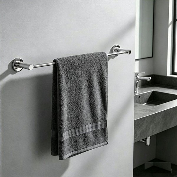 Porta Toalha De Banho Atenas 55cm Suporte Canopla Para Banheiro, Box, Pia e Lavabo Acessório Grego Metal