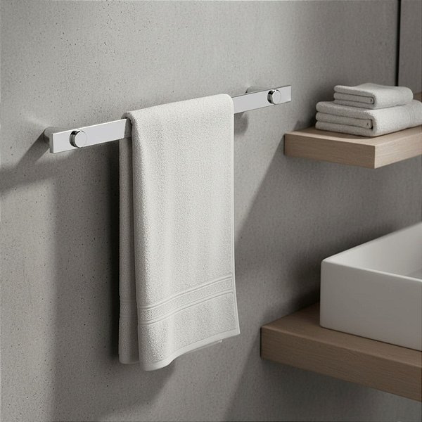 Porta Toalha De Rosto Patmos Aço Inox Suporte Parede Grego Metal
