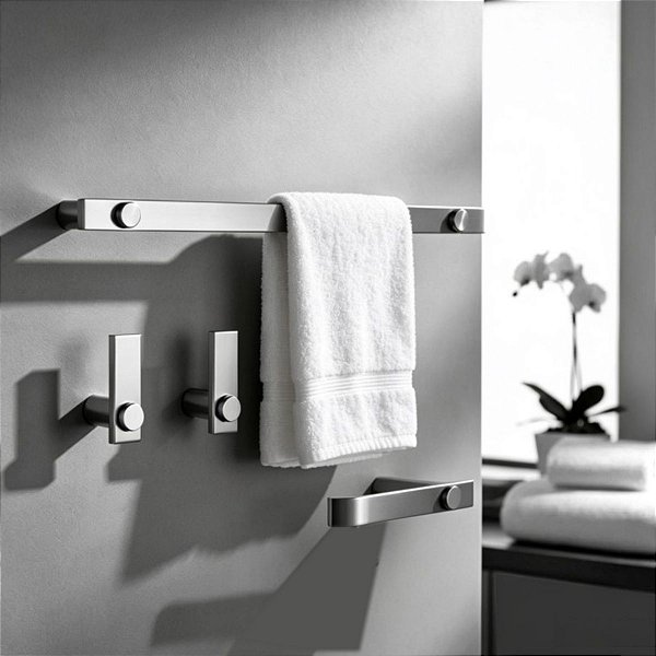 Kit De Acessórios Para Banheiro Patmos Em Aço Inox Escovado 4 Peças Grego Metal