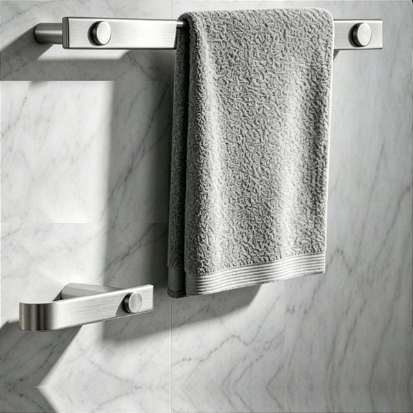 Kit De Acessórios Para Banheiro Patmos Aço Inox Prata Escovado Box, Lavabo Grego Metal