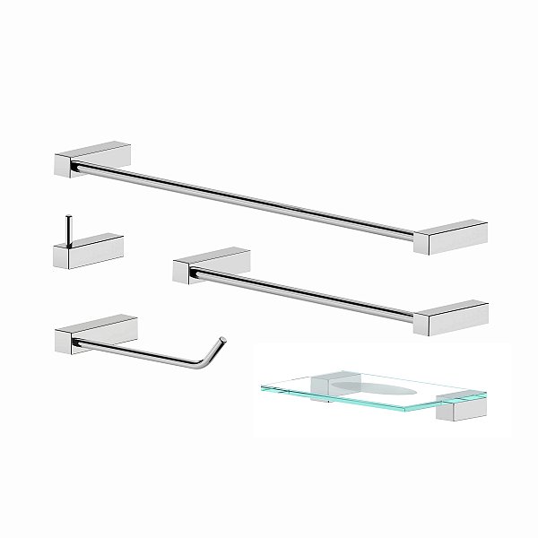 Kit Acessórios De Banheiro Sparta Aço Inox Alto Brilho 2080SP