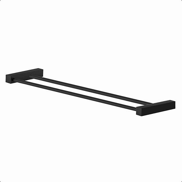 Porta Toalhas Duplo Preto Para Banheiro 60cm Troia 1031060TR