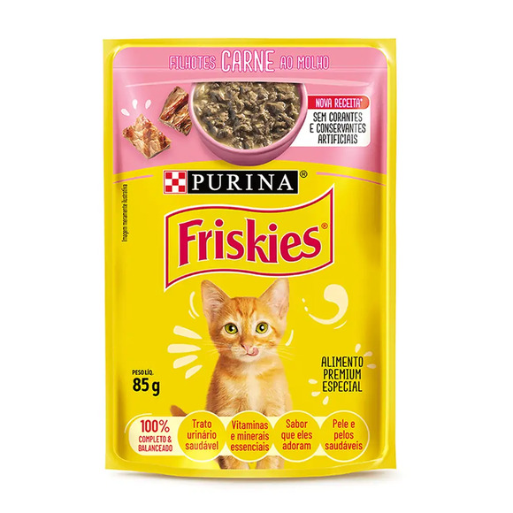 Ração Úmida Friskies Gatos Filhotes Carne ao molho 85 g