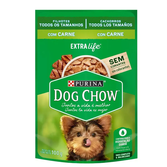 Ração Úmida Dog Chow Cães Filhotes Carne 100 g