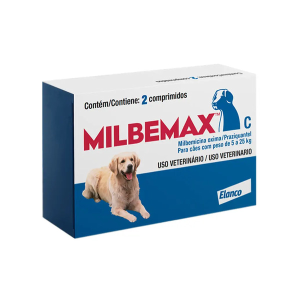 Vermífugo Milbemax C Cães 5 a 25kg 2 comprimidos