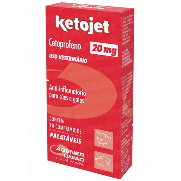 Ketojet 20mg Anti-inflamatório para Cães e Gatos 10 comprimidos