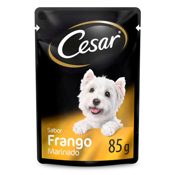 Ração Úmida Cesar para Cães Adultos Sachê Frango Marinado ao Molho 85 g