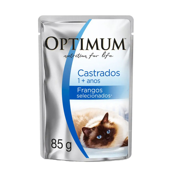 Ração Úmida Optimum Sachê Gatos Adultos Castrados Frango 85 g