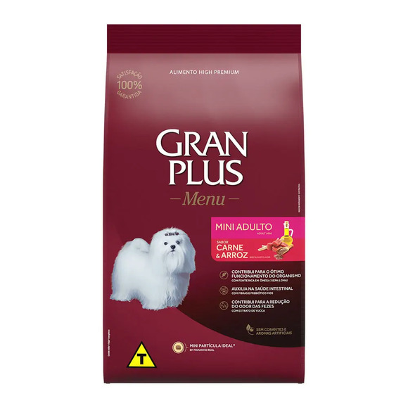 Ração GranPlus Menu Cães Mini Adultos Carne e Arroz 1 kg