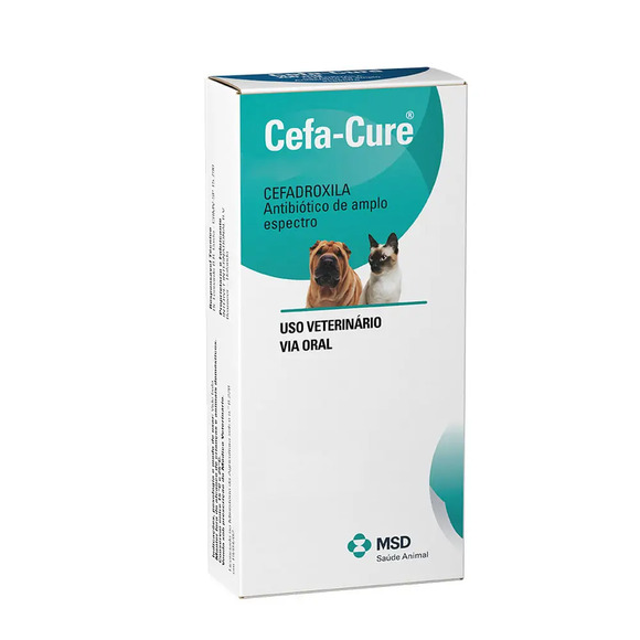 Antibiótico Cefa-Cure Cães e Gatos MSD 200 mg