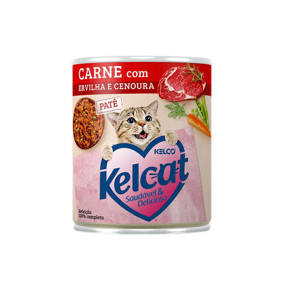 Ração Úmida Kelcat Carne com Ervilha e Cenoura 280 g