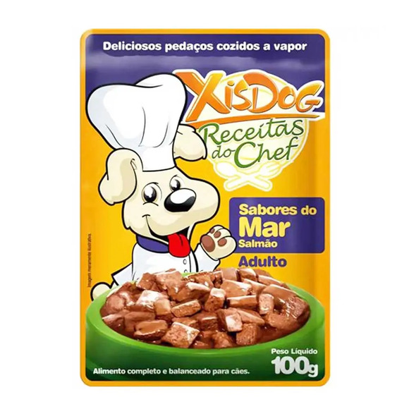 Ração Úmida Xis Dog Sabores do Mar Salmão 100 g