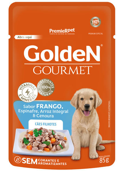 Ração Úmida Golden Gourmet Cães Filhotes Frango 85 g