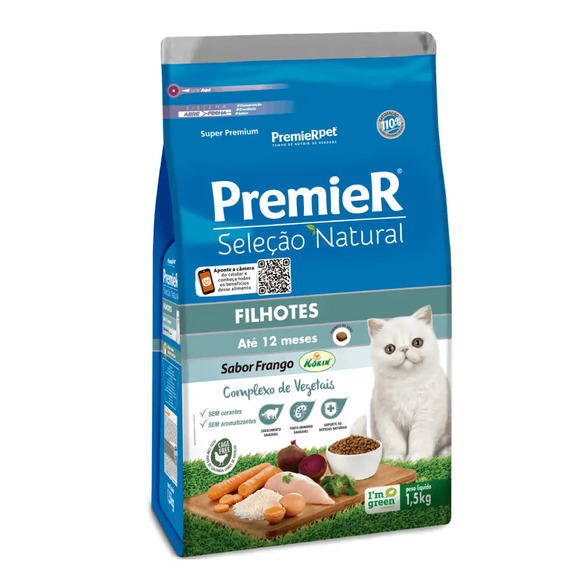 Ração Premier Seleção Natural Gatos Filhotes Frango 1,5 kg