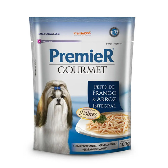 Ração Úmida Premier Cães Gourmet Frango e Arroz Integral 100 g