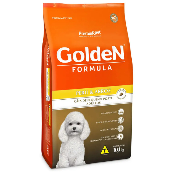 Ração Golden Fórmula Cães Adultos Raças Pequenas Peru e Arroz 10,1kg