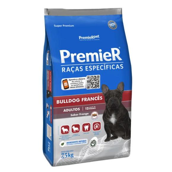 Ração Premier Raças Específicas Bulldog Francês Adultos Frango 7,5 kg