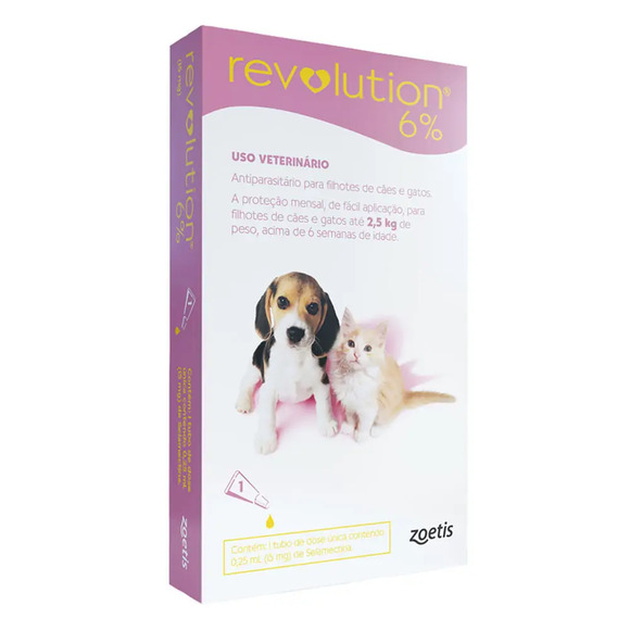 Antipulgas Revolution 6% para Cães e Gatos até 2,5kg 1 Tubo