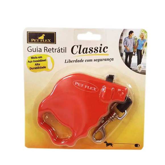 Guia Retrátil Classic Vermelha Pet Flex 2 M