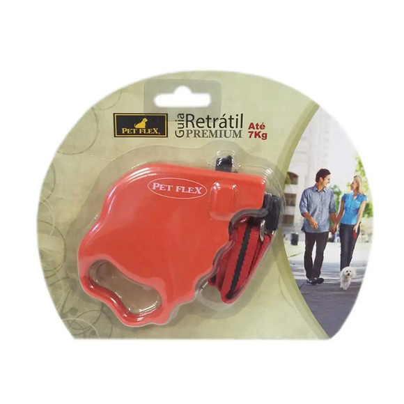 Guia Retrátil Premium Vermelha Pet Flex Até 7kg - 3 M
